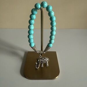 Turquoise Beaded Bracelet with Elephant Charm